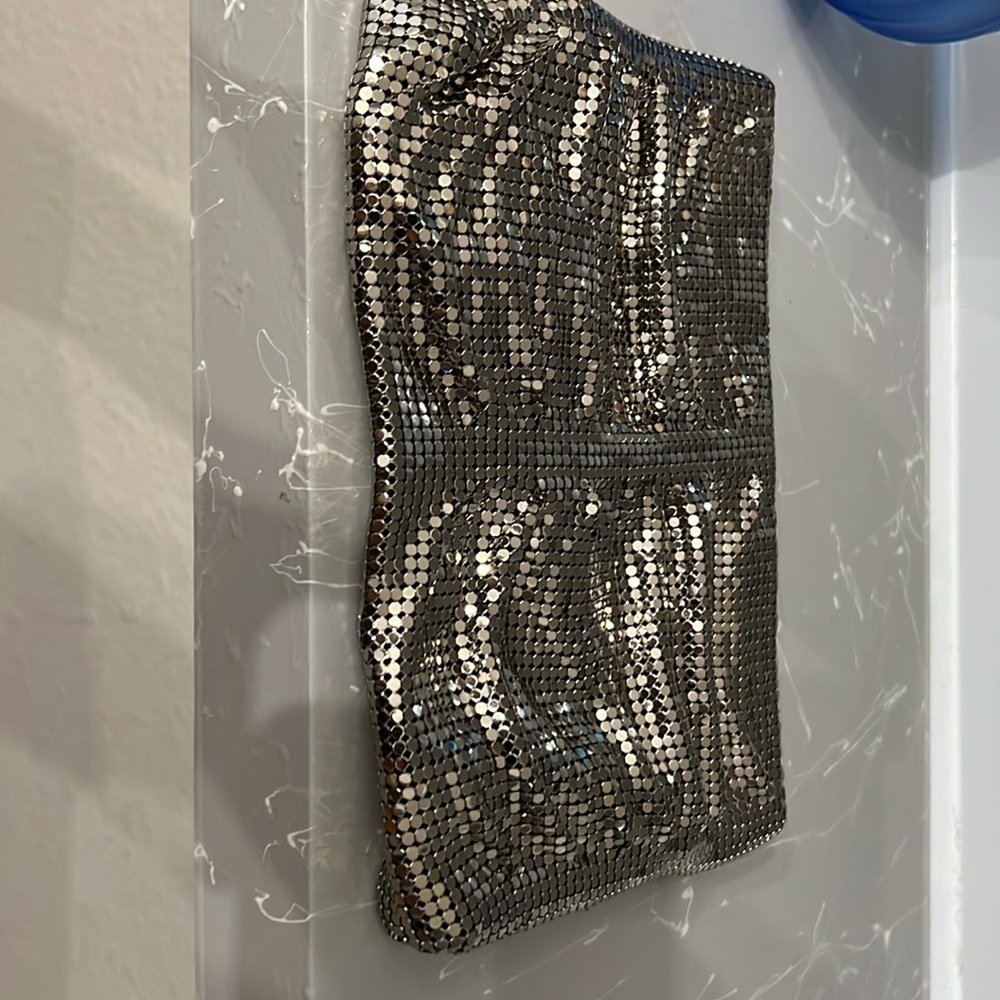 Whiting & Davis Vintage Evening, Wedding, Holiday Silver Mesh Clutch OS